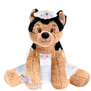 German Shepherd Plushie with Bride Outfit