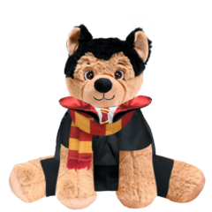 German Shepherd Plushie with Red Wizard Costume