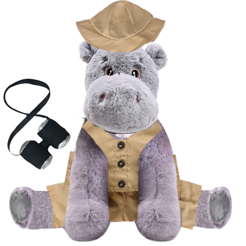 Hippo Plushie with Safari Outfit and Pants