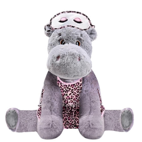 Hippo Plushie with Pink Leopard PJ