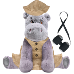 Hippo Plushie with Safari Outfit and Skirt