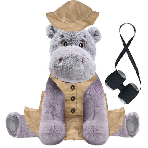 Hippo Plushie with Safari Outfit and Skirt