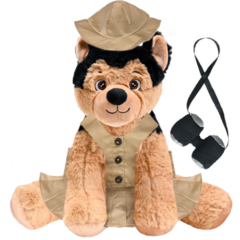 German Shepherd Plushie with Safari Outfit and Skirt
