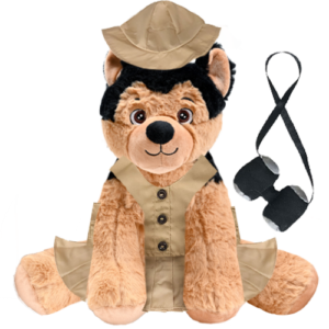 German Shepherd Plushie with Safari Outfit and Skirt