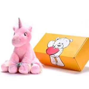 Pink unicorn soft toy