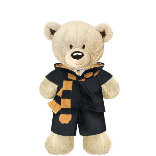 White Teddy Plushie With Yellow Wizard Costume