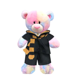 Rainbow Teddy Plushie With Yellow Wizard Costume