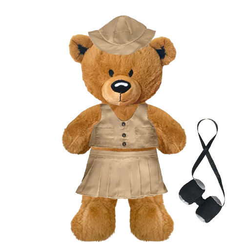 Brown Teddy Plushie with Safari Outfit and Skirt