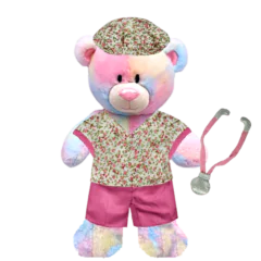 Rainbow Teddy Plushie with Nurse Outfit