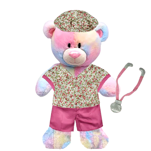 Rainbow Teddy Plushie with Nurse Outfit
