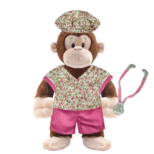 Monkey Plushie with Nurse Outfit