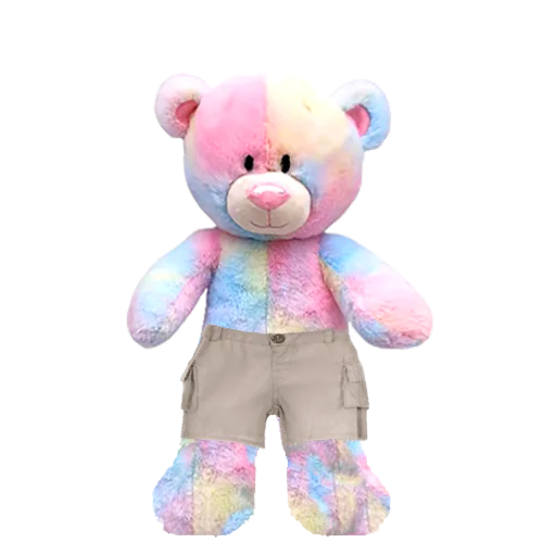 Rainbow Teddy Plushie With Cargo Pants