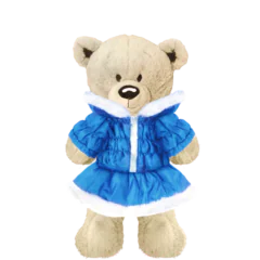 White Teddy Plushie with Light Blue Coat and Skirt