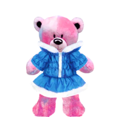 Pinky Teddy Plushie with Light Blue Coat and Skirt