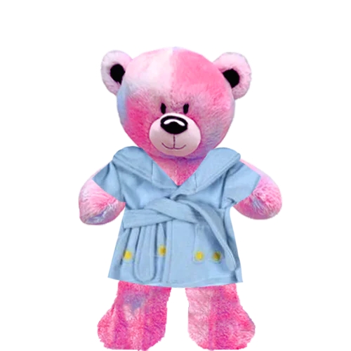 Pinky Teddy Plushie With Blue Bear Bathrobe