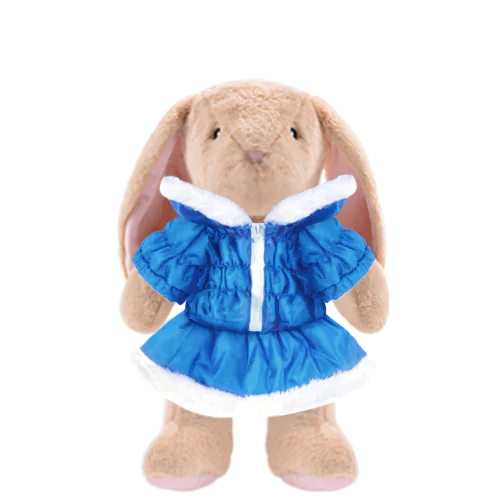 Bunny Plushie with Light Blue Coat and Skirt