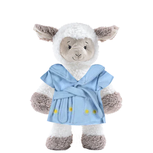 Sheep Plushie With Blue Bear Bathrobe