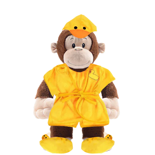Monkey Plushie With Duck Robe And Slippers