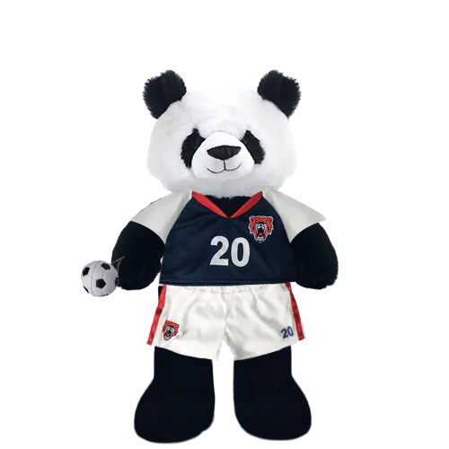Panda Plushie With Blue Soccer Outfit