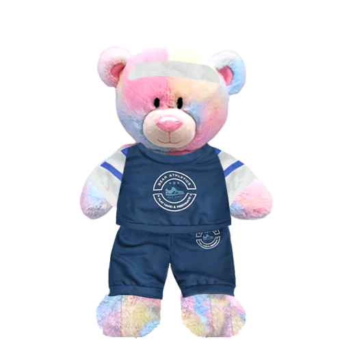 Rainbow Teddy Plushie with Athletic Outfit
