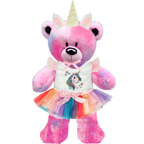 Pinky Teddy Plushie With Unicorn Outfit