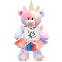 Rainbow Teddy Plushie With Unicorn Outfit