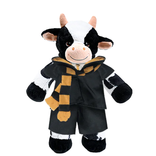 Cow Plushie With Yellow Wizard Costume