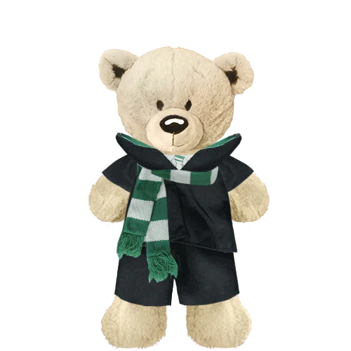 White Teddy Plushie With Green Wizard Costume