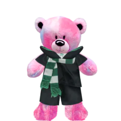 Pinky Teddy Plushie With Green Wizard Costume