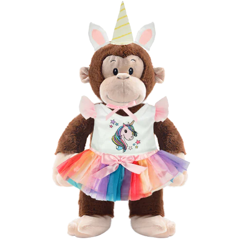 Monkey Plushie With Unicorn Outfit