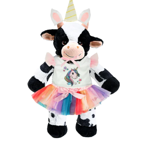 Cow Plushie With Unicorn Outfit