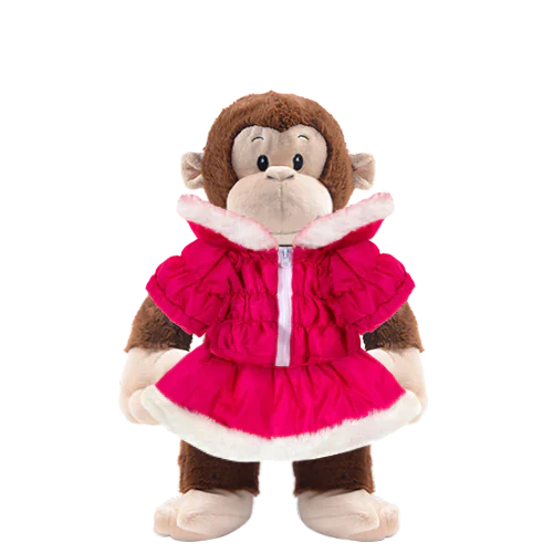 Monkey Plushie with Hot Pink Coat and Skirt