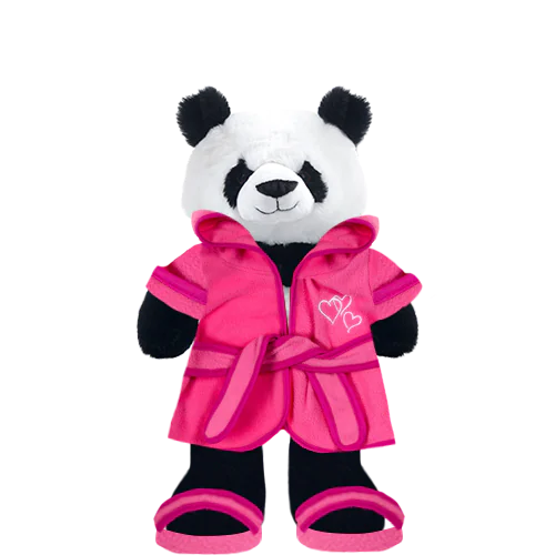 Panda Plushie With Pink Robe and Sandals