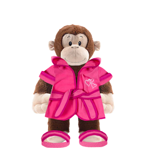 Monkey Plushie With Pink Robe and Sandals