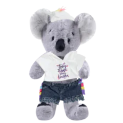 Koala Plushie with Unicorn Hoodie and Jean Shorts