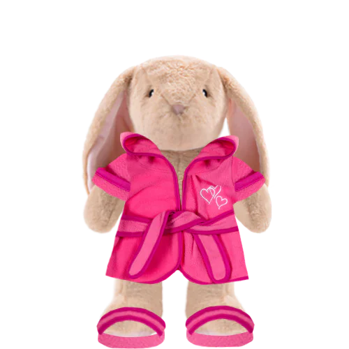 Bunny Plushie With Pink Robe and Sandals