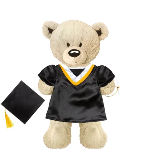 White Teddy Plushie with Graduation Cap and Gown