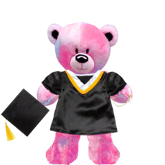 Pinky Teddy Plushie with Graduation Cap and Gown