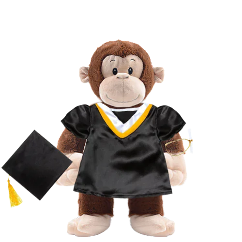 Monkey Plushie with Graduation Cap and Gown
