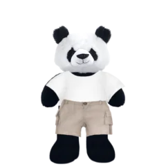 Panda Plushie With White Shirt and Cargo Pants