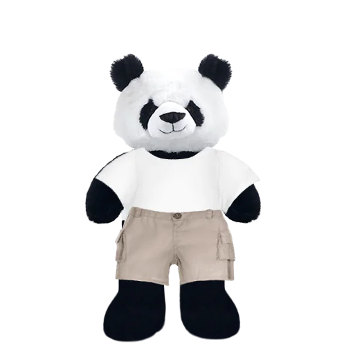 Panda Plushie With White Shirt and Cargo Pants