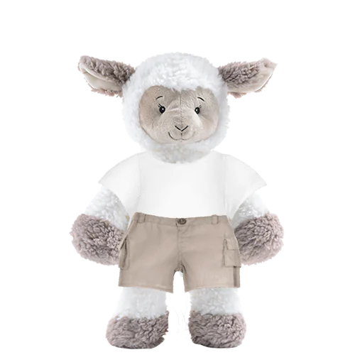 Sheep Plushie With White Shirt and Cargo Pants