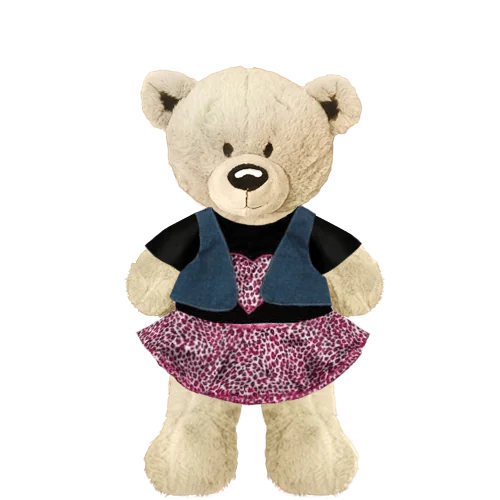 White Teddy Plushie With Wild Girl Outfit