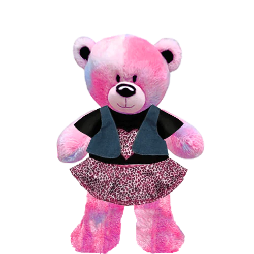 Pinky Teddy Plushie With Wild Girl Outfit