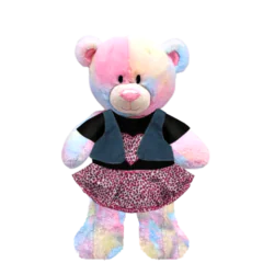Rainbow Teddy Plushie With Wild Girl Outfit