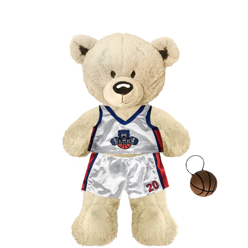 White Teddy Plushie with Basketball Uniform