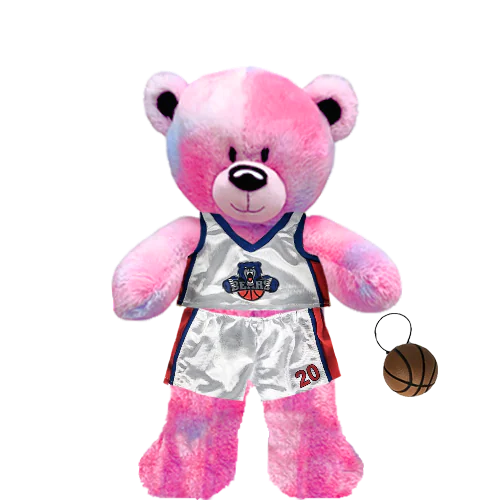 Pinky Teddy Plushie with Basketball Uniform