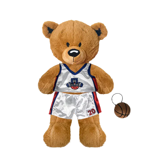 Brown Teddy Plushie with Basketball Uniform