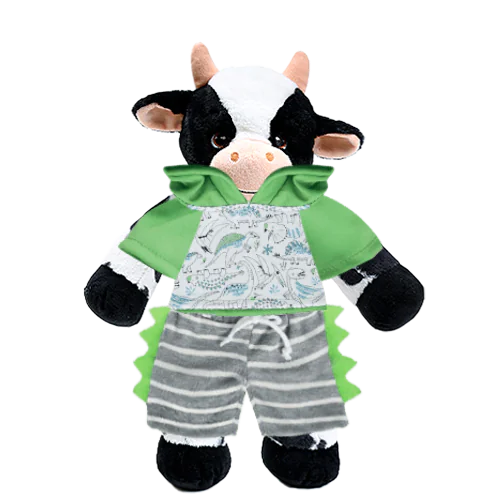 Cow Plushie with Dino Hoodie and Shorts