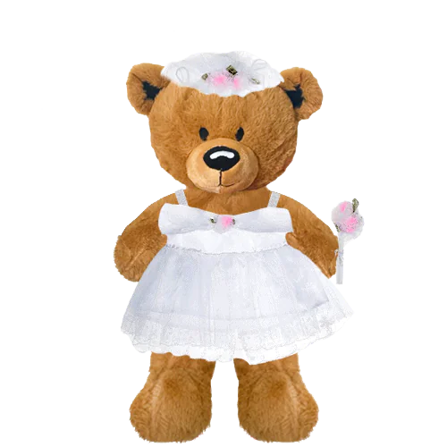 Brown Teddy Plushie with Bride Outfit